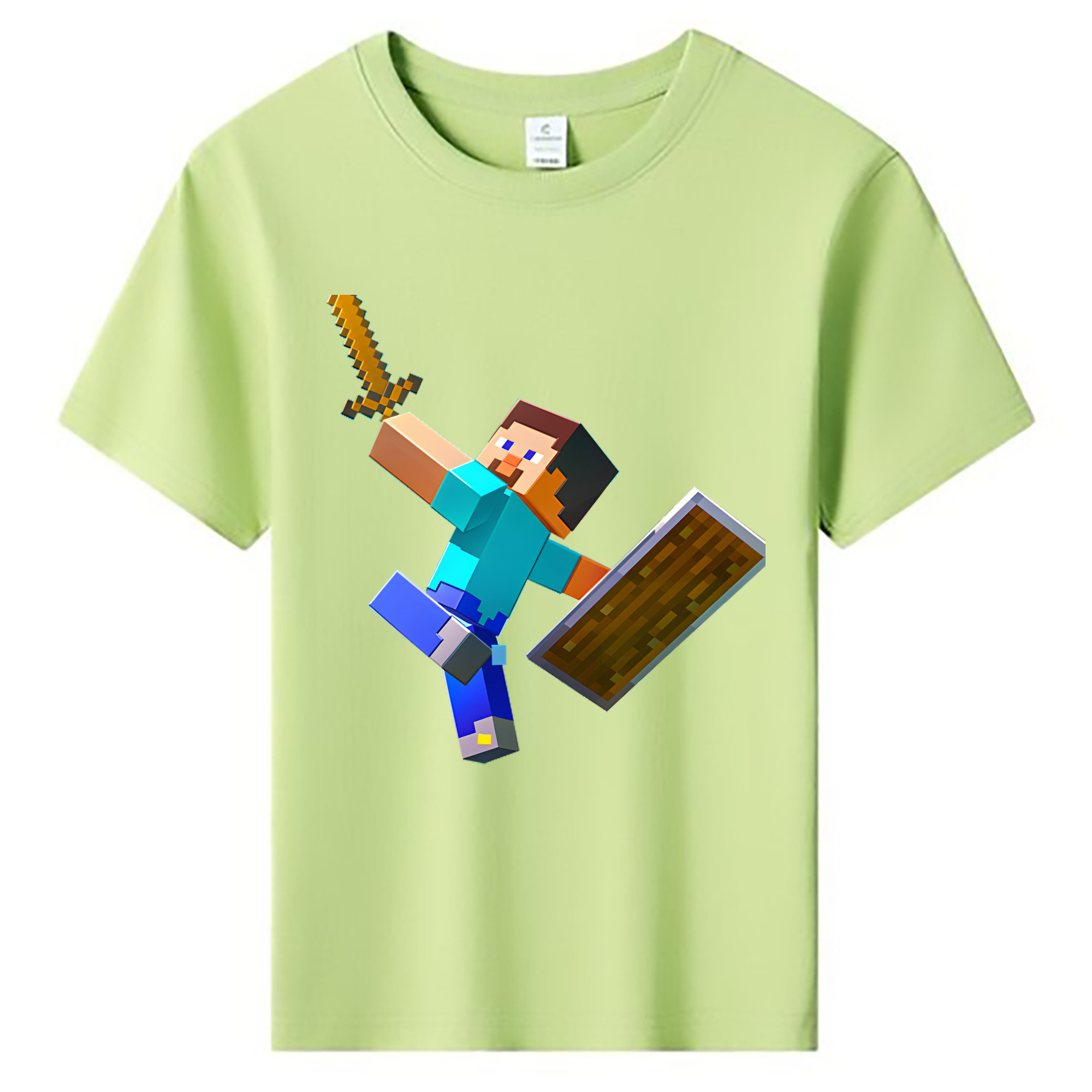 （画像用） マインクラフト ブロックの世界 Minecraft MC Block world 綿100％キッズTシャツ（フロントプリント）